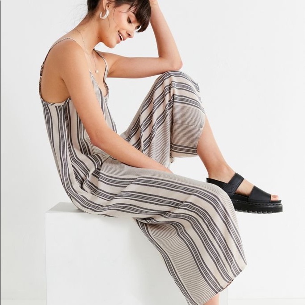 UO Shapeless Gauzy Striped Jumpsuit